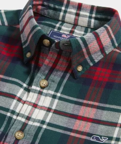 Button-Down Shirts<Vineyard Vines Stretch Flannel Tartan Shirt Charleston Green
