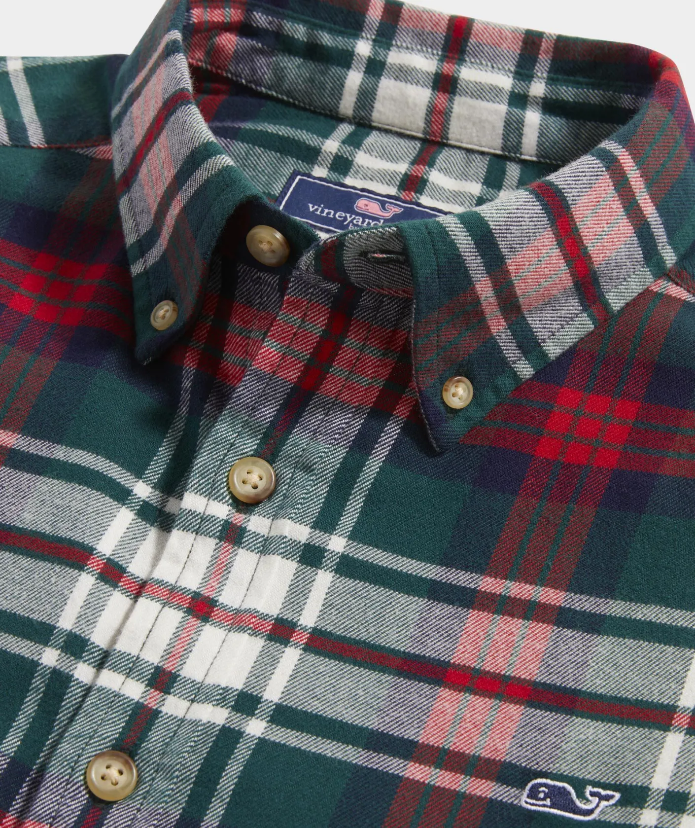 Button-Down Shirts<Vineyard Vines Stretch Flannel Tartan Shirt Charleston Green