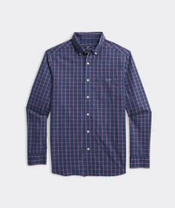 Button-Down Shirts<Vineyard Vines Stretch Poplin Check Shirt Red Velvet