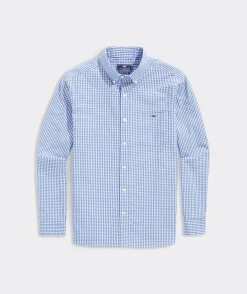 Button-Down Shirts<Vineyard Vines Stretch Poplin Gingham Shirt Tide Blue