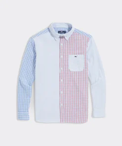 Button-Down Shirts<Vineyard Vines Stretch Seersucker Mixed Shirt Sailors Red