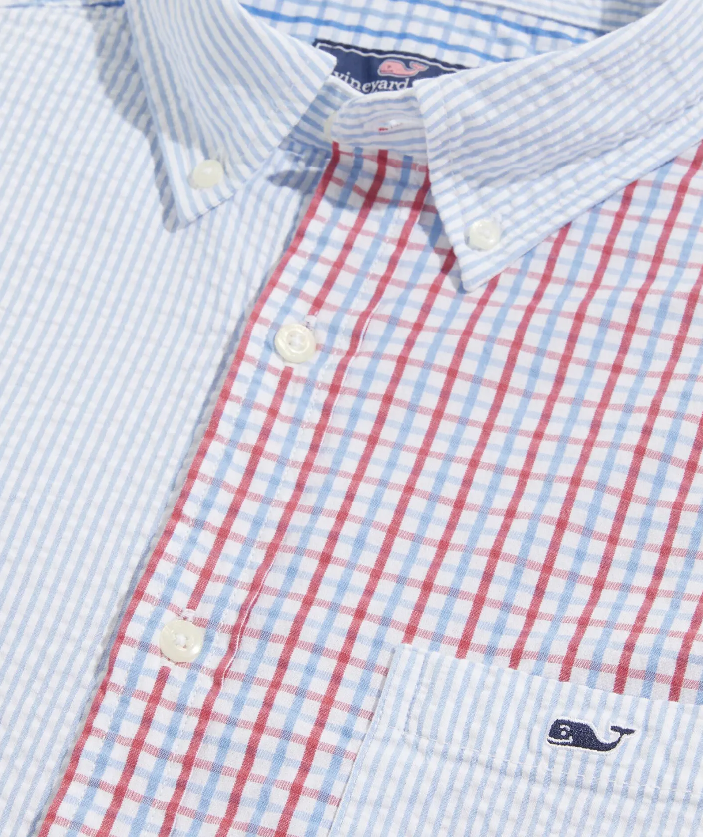 Button-Down Shirts<Vineyard Vines Stretch Seersucker Mixed Shirt Sailors Red