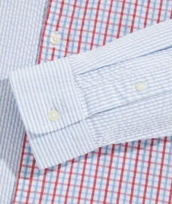 Button-Down Shirts<Vineyard Vines Stretch Seersucker Mixed Shirt Sailors Red
