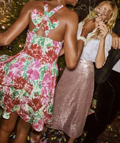 Dresses & Skirts<Vineyard Vines Stretch Sequin Pencil Skirt Rose Gold Shimmer