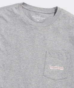Tees<Vineyard Vines String Lights Logo Box Long-Sleeve Pocket Tee Medium Gray Heather
