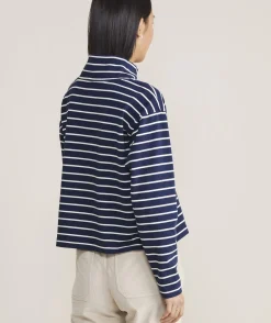 Tees<Vineyard Vines Striped Jamestown Funnel-Neck Tee HS - Marsh/Coastline