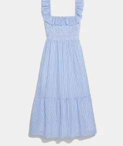 Dresses & Skirts<Vineyard Vines Striped Smocked Midi Dress Feeder - Hull Blue