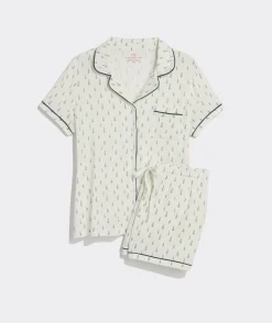 Pajamas<Vineyard Vines Super-Soft Printed Knit Pajama Short Set Pineapple - Aqua