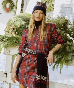 Dresses & Skirts<Vineyard Vines Tartan Poplin Popover Dress Royal Stewart - Red