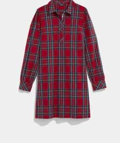 Dresses & Skirts<Vineyard Vines Tartan Poplin Popover Dress Royal Stewart - Red