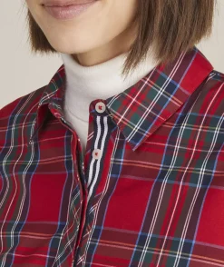 Dresses & Skirts<Vineyard Vines Tartan Poplin Popover Dress Royal Stewart - Red