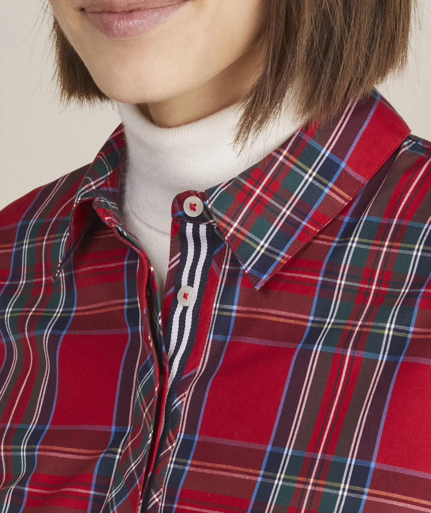 Dresses & Skirts<Vineyard Vines Tartan Poplin Popover Dress Royal Stewart - Red