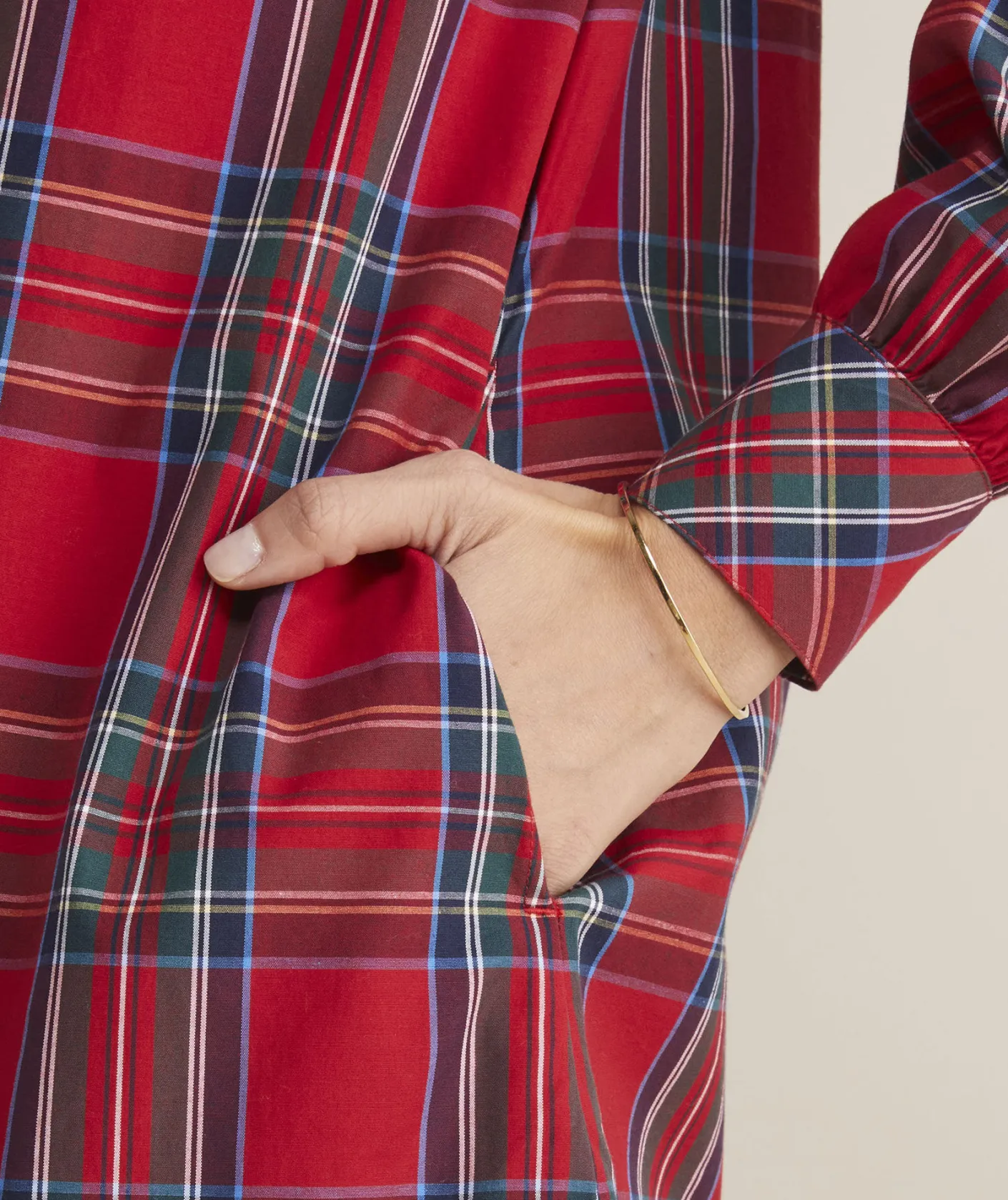 Dresses & Skirts<Vineyard Vines Tartan Poplin Popover Dress Royal Stewart - Red
