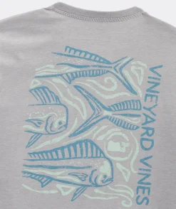 Tees<Vineyard Vines Textured Mahi Long-Sleeve Dunes Tee Grey Heather