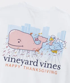 Tees<Vineyard Vines Thanksgiving Parade Whale Long-Sleeve Pocket Tee White Cap
