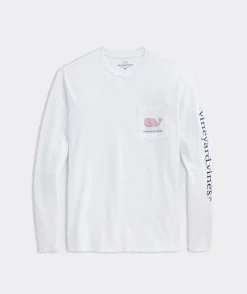 Tees<Vineyard Vines Thanksgiving Parade Whale Long-Sleeve Pocket Tee White Cap