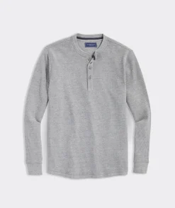 Polos<Vineyard Vines Thermal Long-Sleeve Henley Grey Heather
