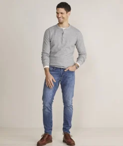 Polos<Vineyard Vines Thermal Long-Sleeve Henley Grey Heather