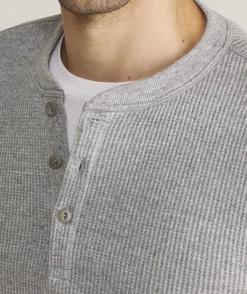 Polos<Vineyard Vines Thermal Long-Sleeve Henley Grey Heather