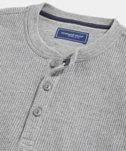 Polos<Vineyard Vines Thermal Long-Sleeve Henley Grey Heather