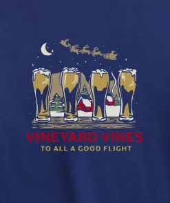 Tees<Vineyard Vines To All a Good Flight Long-Sleeve Tee Deep Bay
