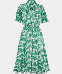 Dresses & Skirts<Vineyard Vines Toile Tie-Neck Midi Dress Toile - Green Meadow