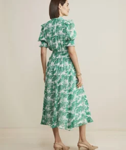 Dresses & Skirts<Vineyard Vines Toile Tie-Neck Midi Dress Toile - Green Meadow