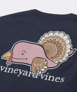 Tees<Vineyard Vines Turkey Whale Long-Sleeve Pocket Tee Blue Blazer