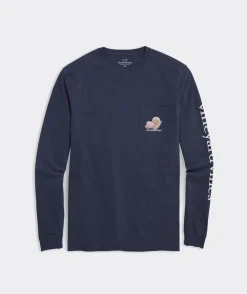 Tees<Vineyard Vines Turkey Whale Long-Sleeve Pocket Tee Blue Blazer