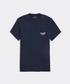 Tees<Vineyard Vines USA Whale Tail Short-Sleeve Pocket Tee Nautical Navy