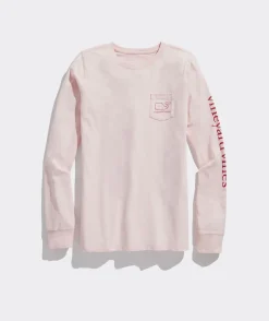 Tees<Vineyard Vines Valentine's Day Icons Whale Long-Sleeve Pocket Tee Sweet Taffy