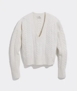 Sweaters<Vineyard Vines Varsity Cable V-Neck Sweater Powder