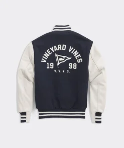 Jackets & Vests<Vineyard Vines Golden Bear Varsity Jacket Vineyard Navy