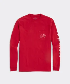 Tees<Vineyard Vines Vintage Santa Whale Long-Sleeve Pocket Tee Red Velvet