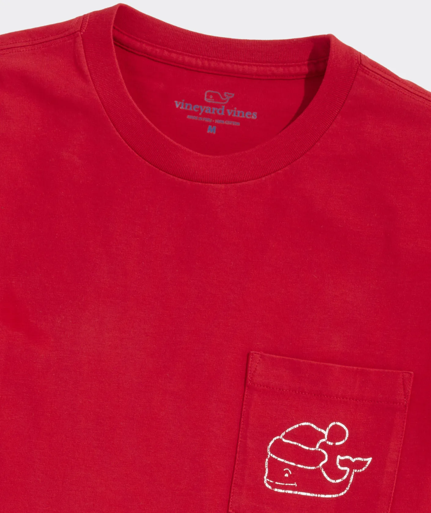 Tees<Vineyard Vines Vintage Santa Whale Long-Sleeve Pocket Tee Red Velvet