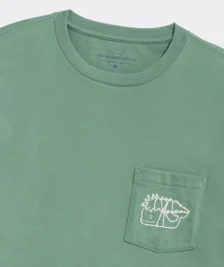 Tees<Vineyard Vines Vintage Tree Whale Long-Sleeve Pocket Tee Starboard Green
