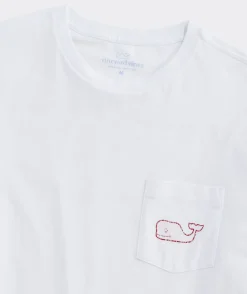 Tees<Vineyard Vines Vintage Whale Hearts Long-Sleeve Pocket Tee White Cap