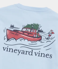 Tees<Vineyard Vines Water Skiing Santa Long-Sleeve Tee Jake Blue