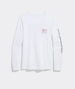 Tees<Vineyard Vines Watercolor Mrs. Claus Whale Long-Sleeve Pocket Tee White Cap