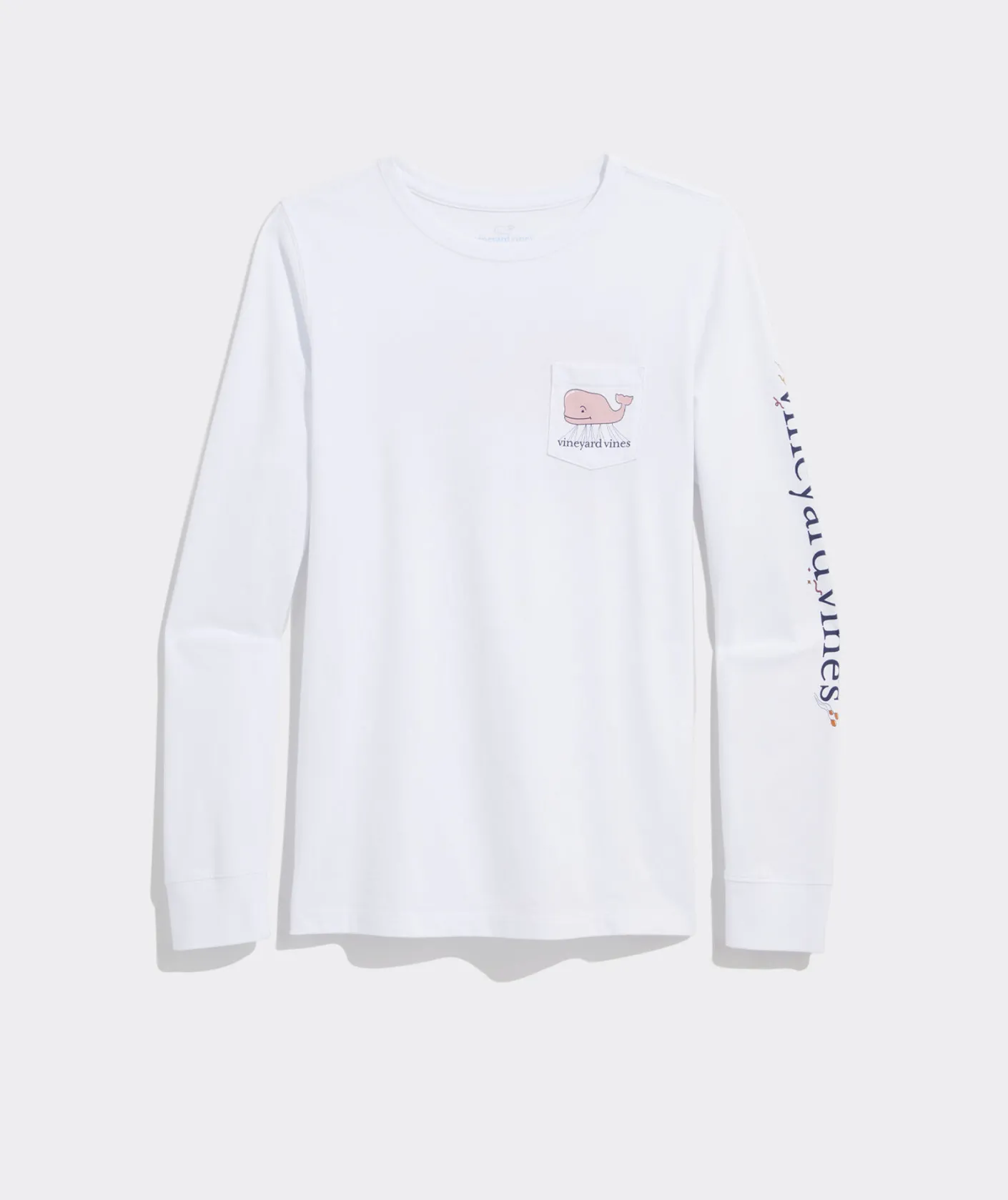 Tees<Vineyard Vines Watercolor Mrs. Claus Whale Long-Sleeve Pocket Tee White Cap