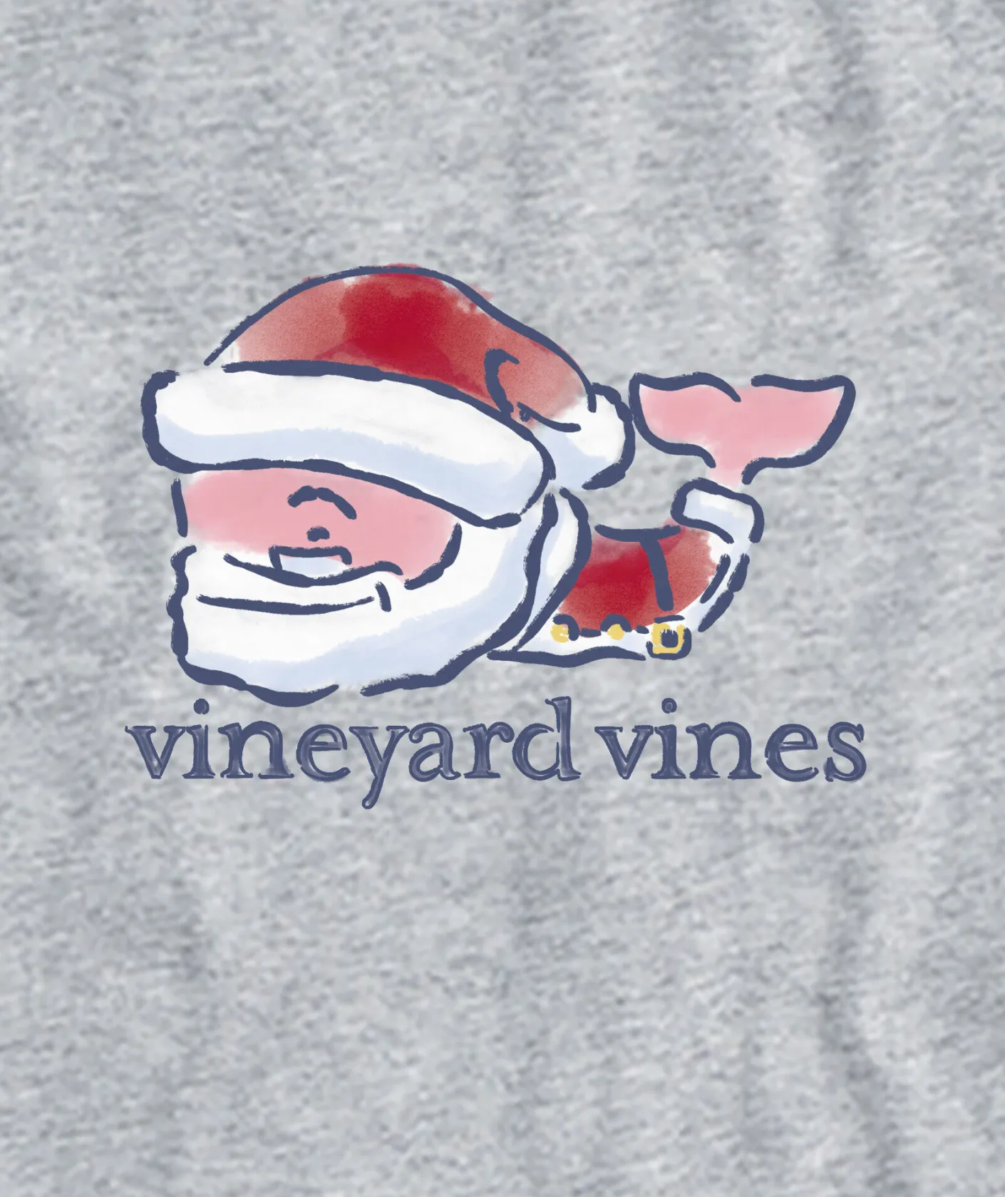 Tees<Vineyard Vines Watercolor Santa Whale Long-Sleeve Pocket Tee Grey Heather