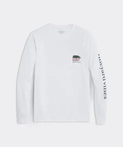 Tees<Vineyard Vines Whale & Tree Long-Sleeve Pocket Tee White Cap