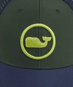 Hats<Vineyard Vines Whale Dot Performance Trucker Hat Turf Green