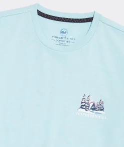 Tees<Vineyard Vines Winter Cabin Long-Sleeve Dunes Tee Porcelain Blue Hthr