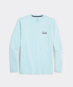 Tees<Vineyard Vines Winter Cabin Long-Sleeve Dunes Tee Porcelain Blue Hthr