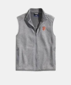 Miami Marlins<Vineyard Vines Women's Miami Marlins Mountain Sweater Fleece Vest Marshmallow