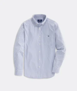 Washington Commanders<Vineyard Vines Women's Washington Commanders Sankaty Shep Shirt&trade; Bradley Stripe White Cap / Collegiate Burgundy